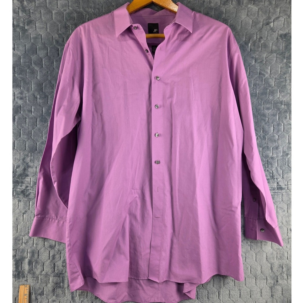 JF J.Ferrar Mens Slim‎ Fit Dress Shirt Purple Long Sleeve Button Up XXL 18-18.5
